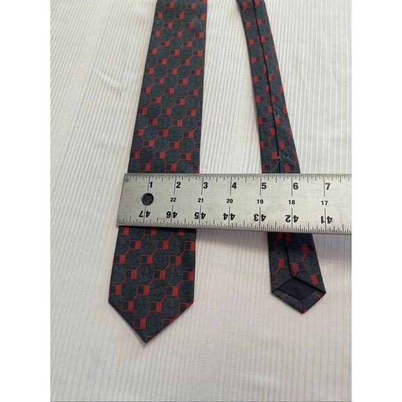 Giorgio Armani Vintage 90s Geometric Grey Orange Necktie Tie - Picture 3 of 5
